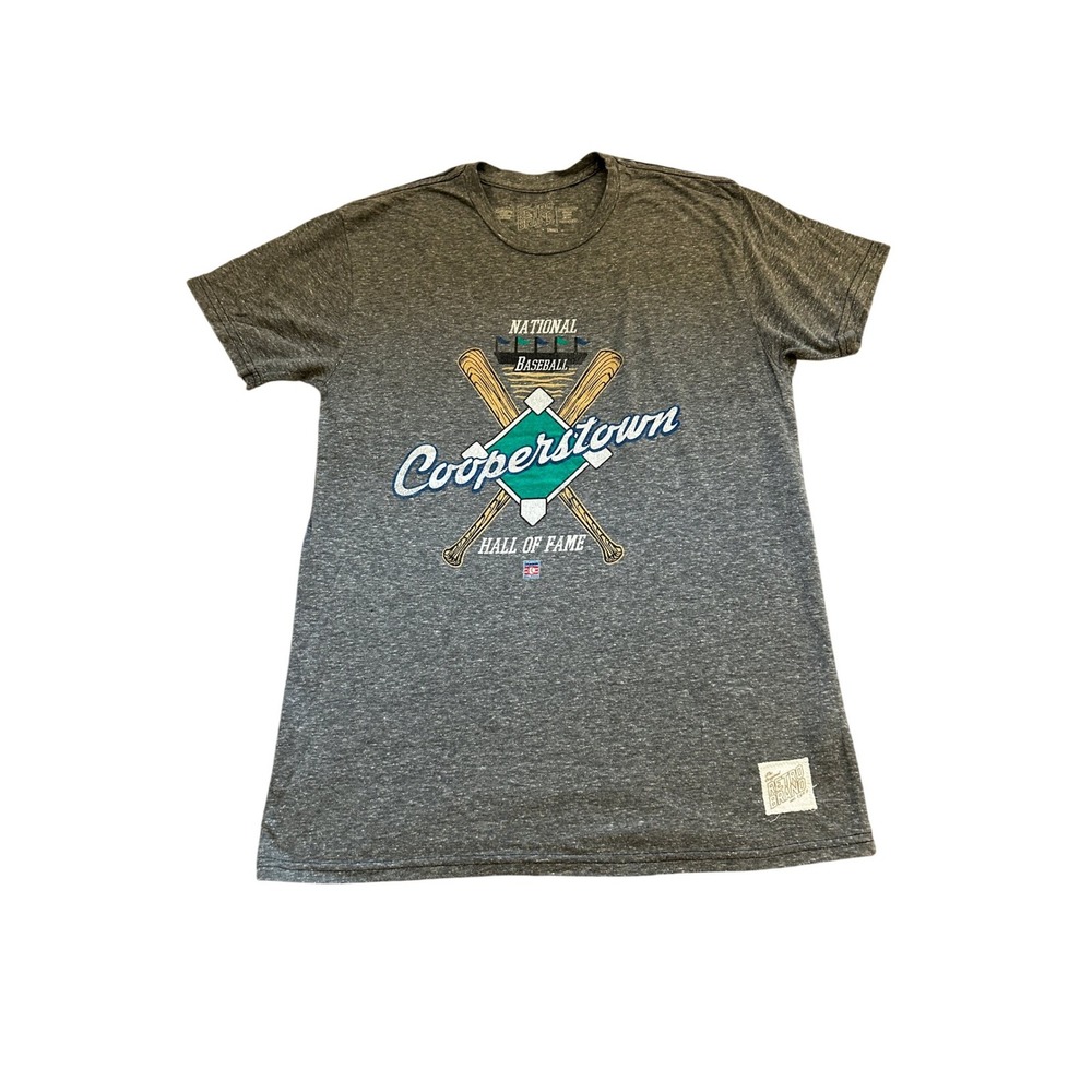 Retro Brand T-Shirt Mens Small Gray Excellent Cooperstown Baseball Hall‎ of Fame